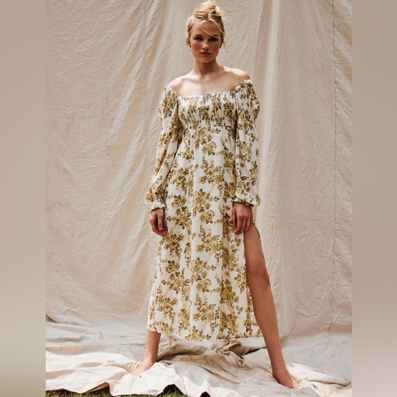 Free People Dresses & Skirts - Free People Women's Jaymes Floral Print Long Sleeve Midi Dress